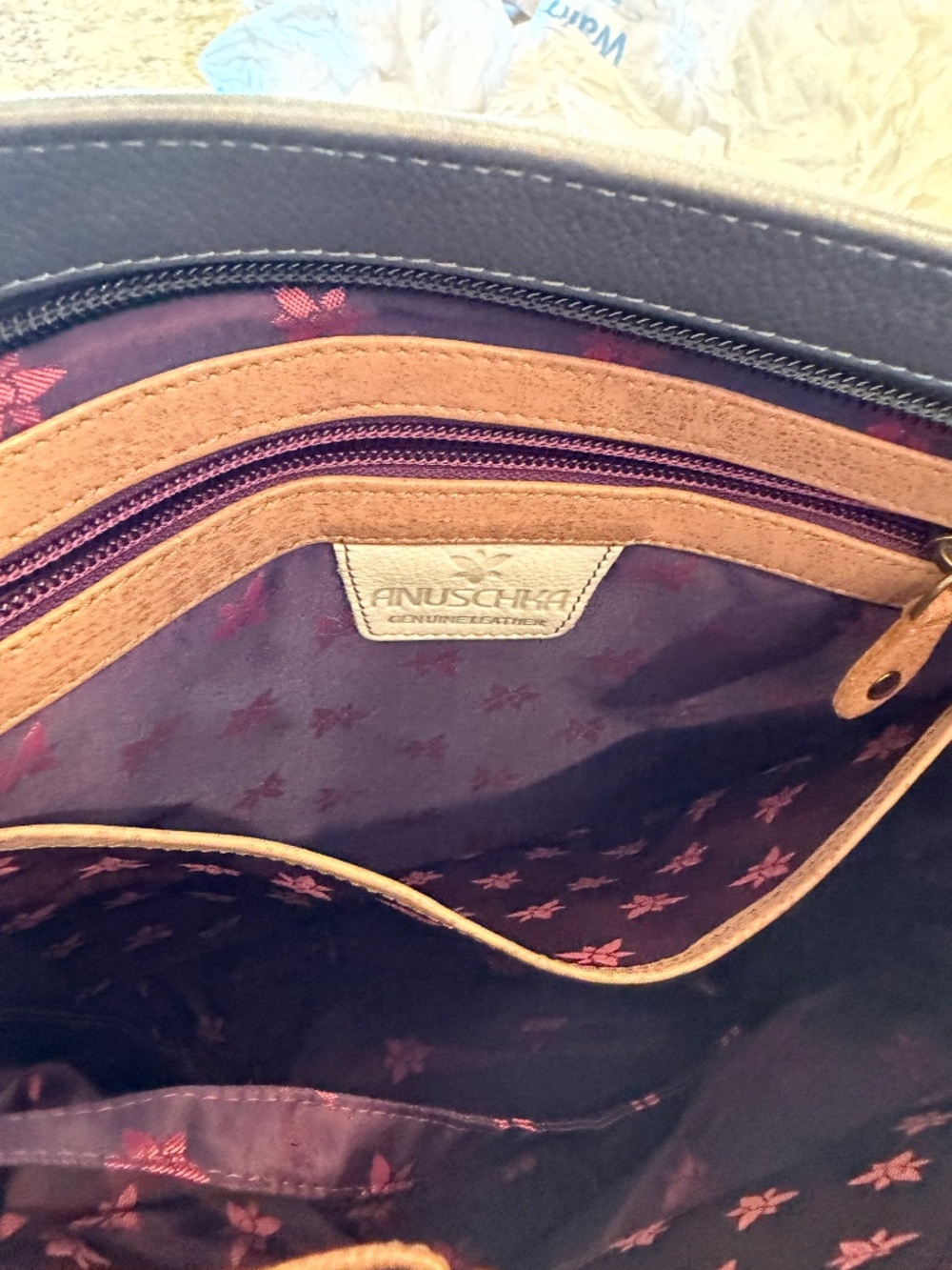 Anuschka Hand Painted Leather Handbag Cats Kittens Flowers Unique Fine Quality - Picture 8 of 8